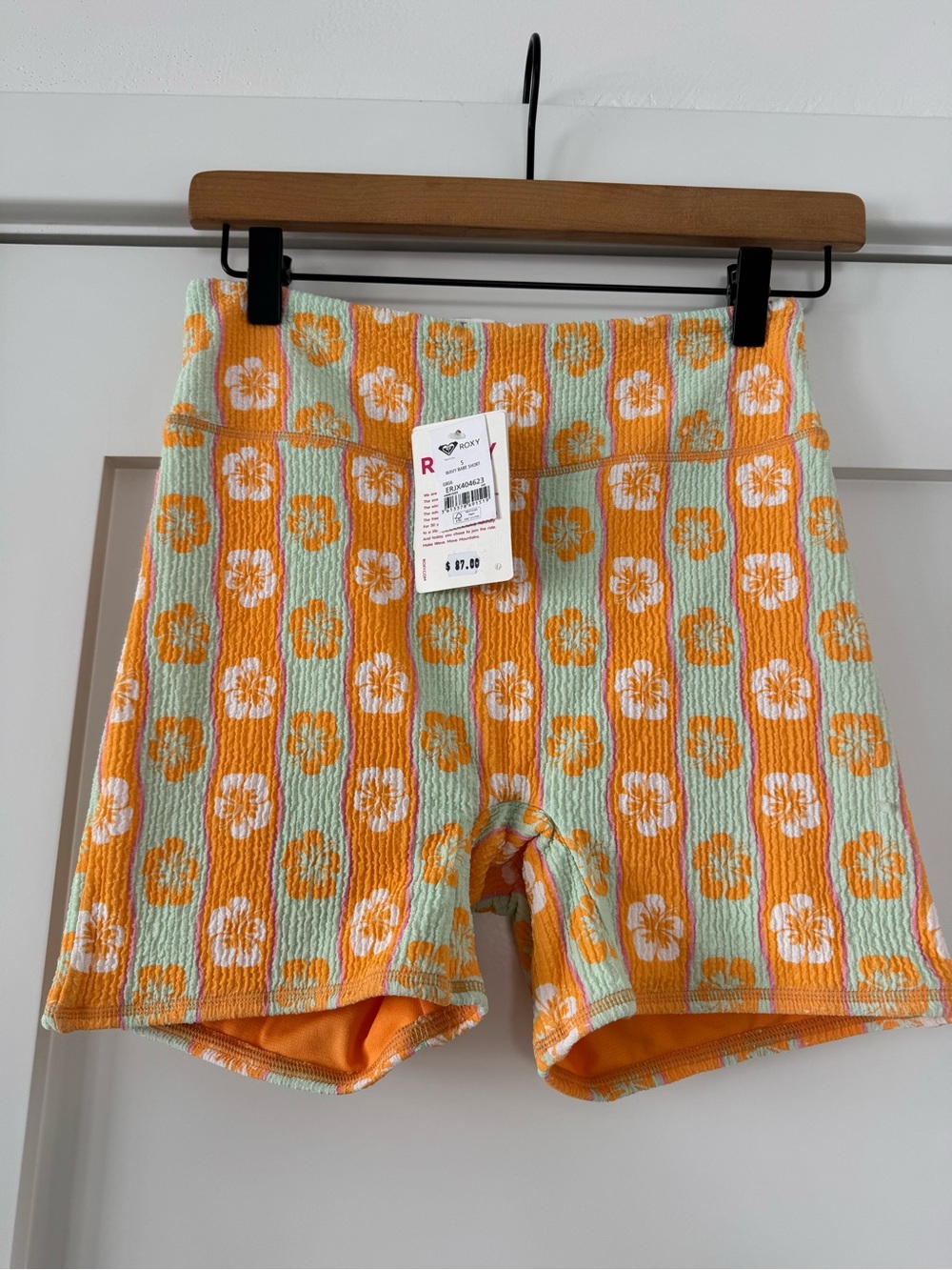 Roxy Hibiscus swim Bike Shorts - Orange & Aqua - Picture 2 of 4